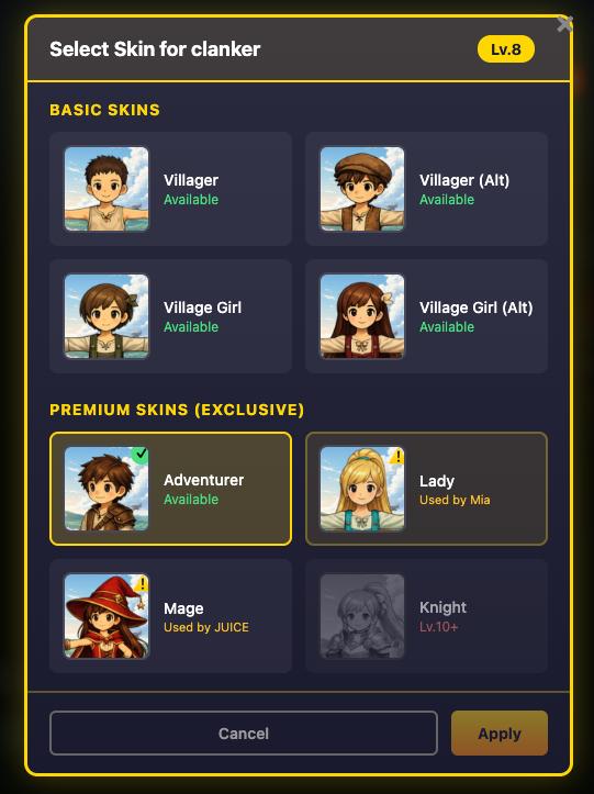 Skin Selection Interface